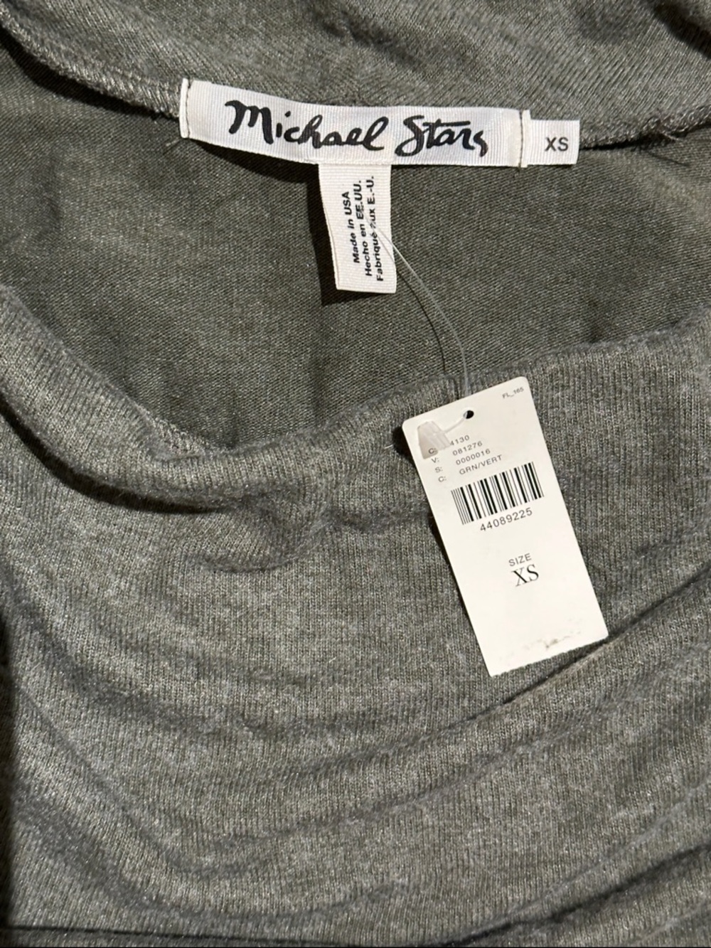 NWT! Michael Stars Olive Green Draped Cowl Neck Dress XS - Picture 2 of 3